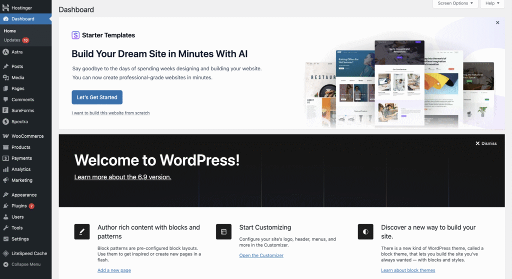 WordPress admin dashboard interface