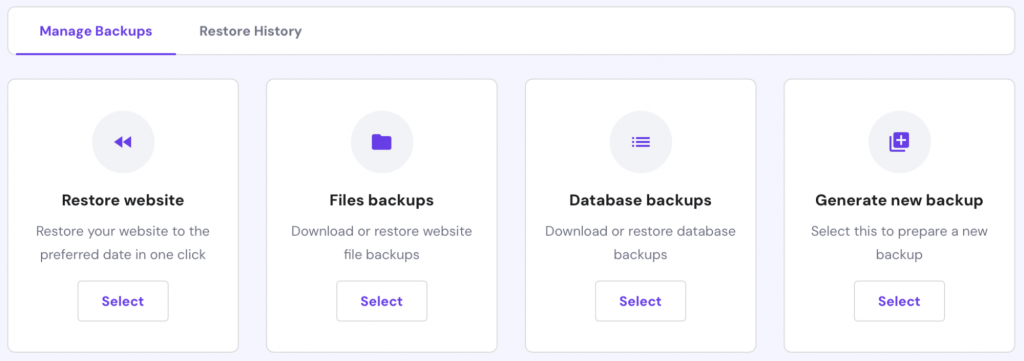 Manage WordPress backups.