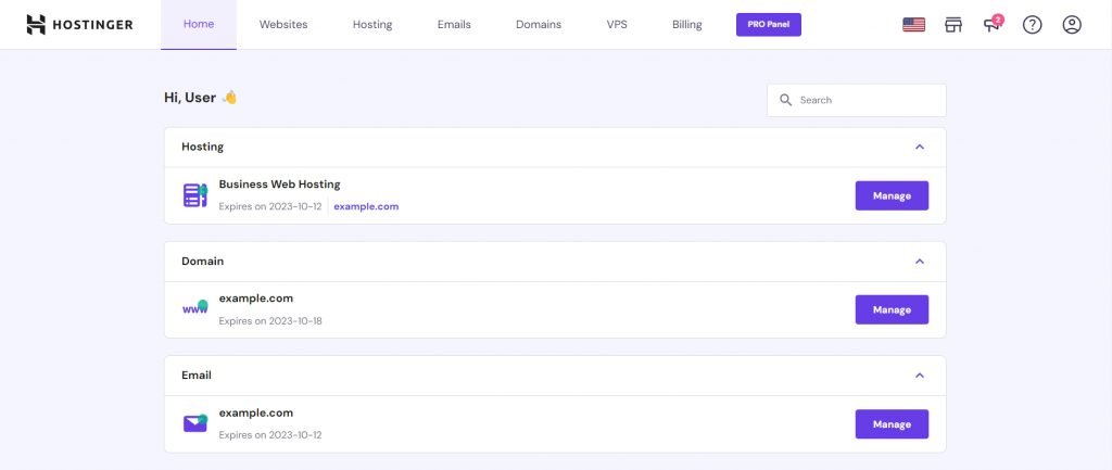 hPanel, Hostinger's custom-built control panel