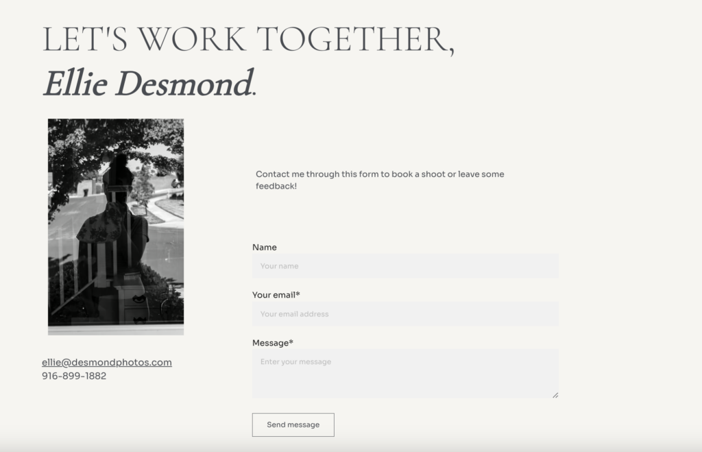 Desmondphotos contact page