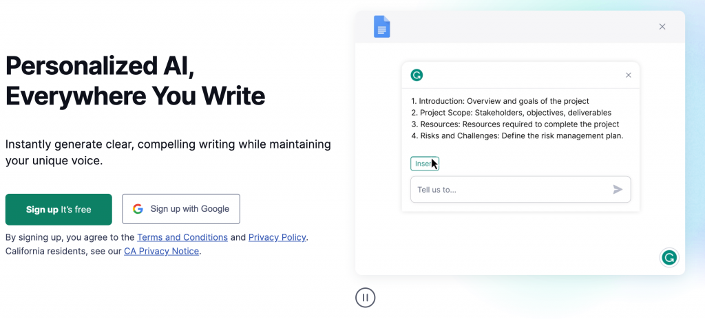 Grammarly's official website