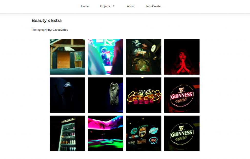GX Photos project page in grid layout