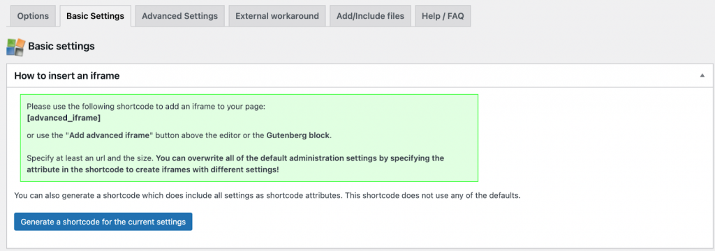 Advanced iFrame shortcode.