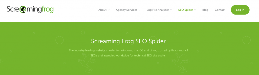 Screaming Frog's official homepage