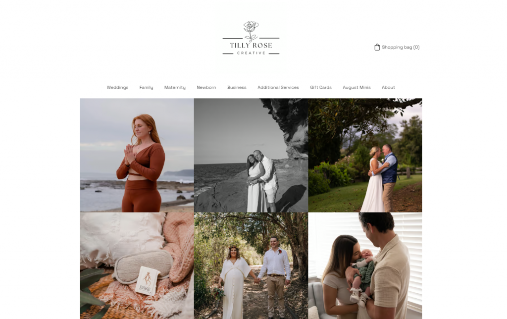 Tilly Rose Creative website homepage