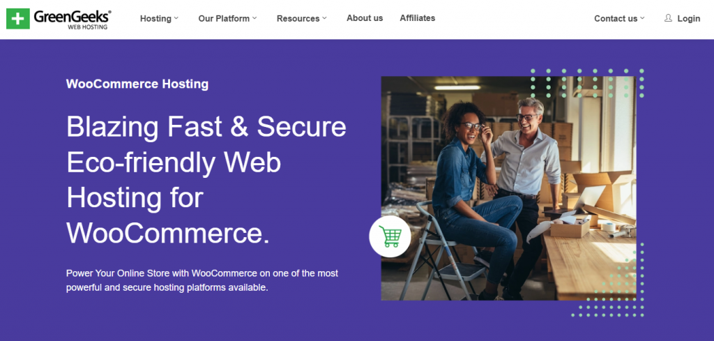 GreenGeek's WooCommerce hosting homepage