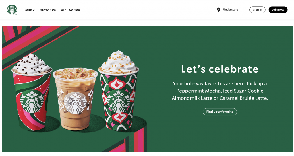 Starbucks landing page