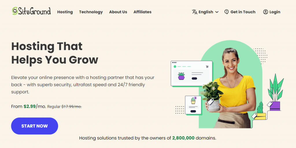 SiteGround's WooCommerce hosting homepage