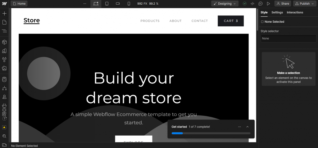 Webflow builder interface