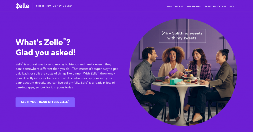 Zelle landing page