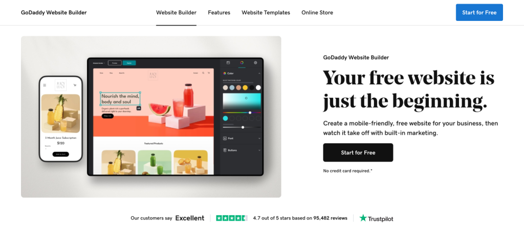 GoDaddy Website Builder landing page