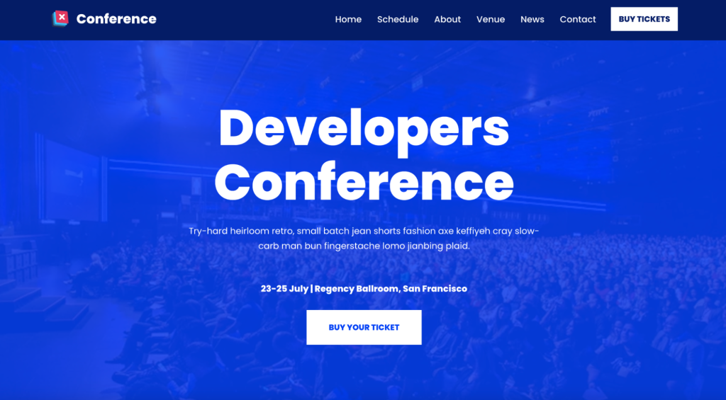 Conference template available with the Neve theme