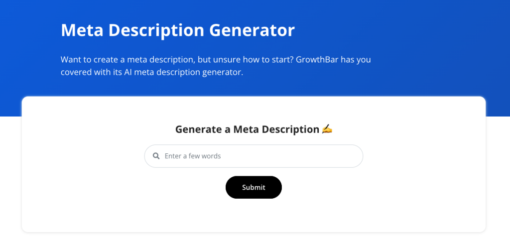 GrowthBar meta description generator