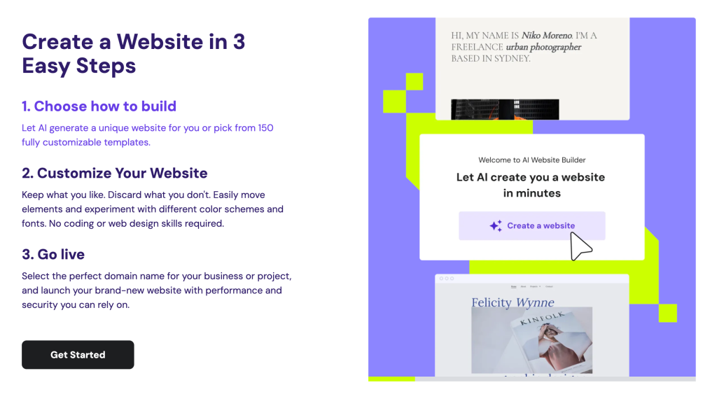 Hostinger Website Builder homepage