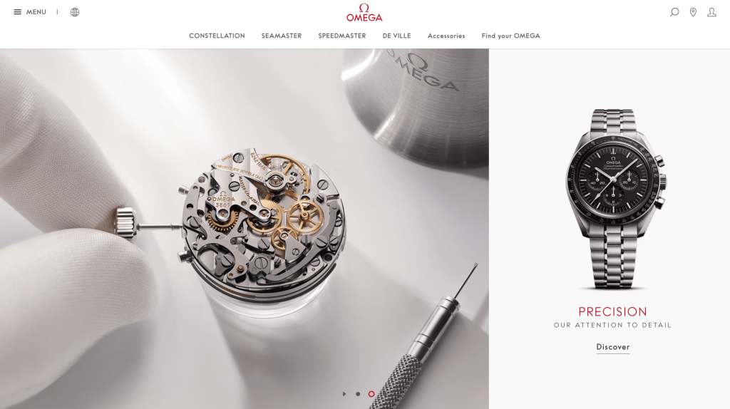 Omega Watches official store's homepage