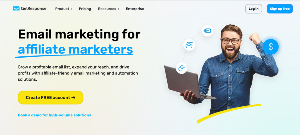 GetResponse landing page for affiliate marketers who need email automation tool