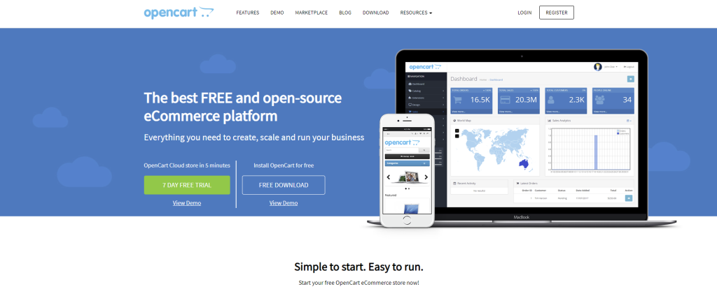 OpenCart homepage