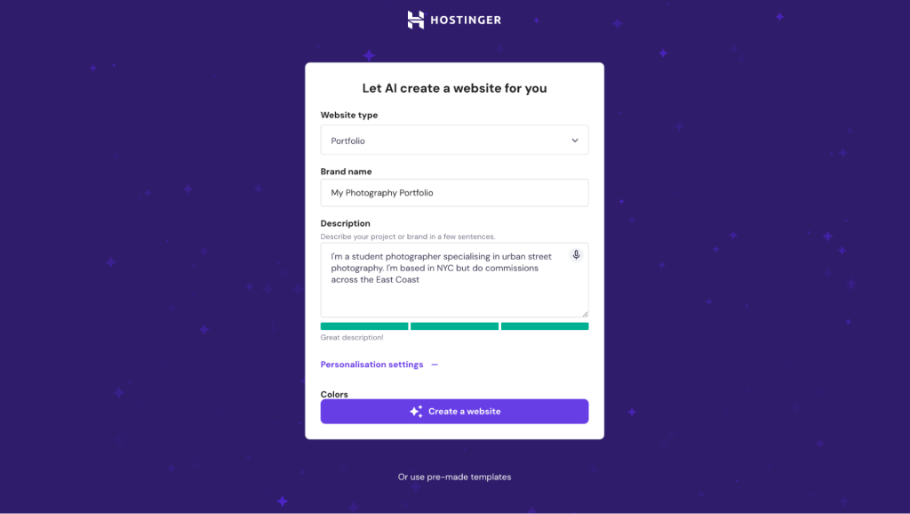 Hostinger AI Website Builder