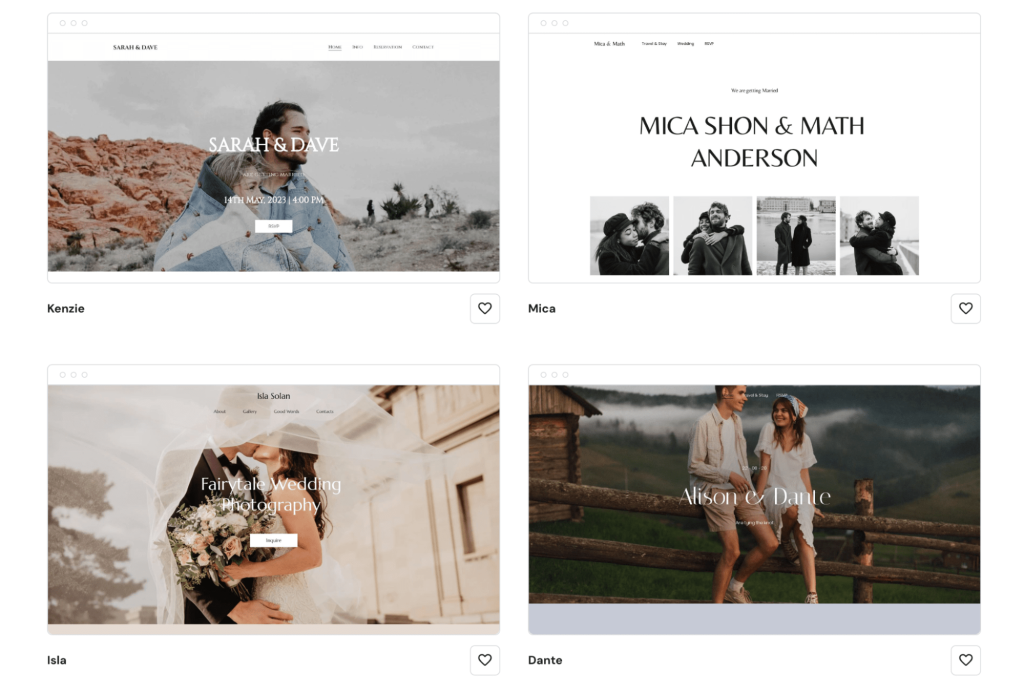 Hostinger Website Builder wedding templates