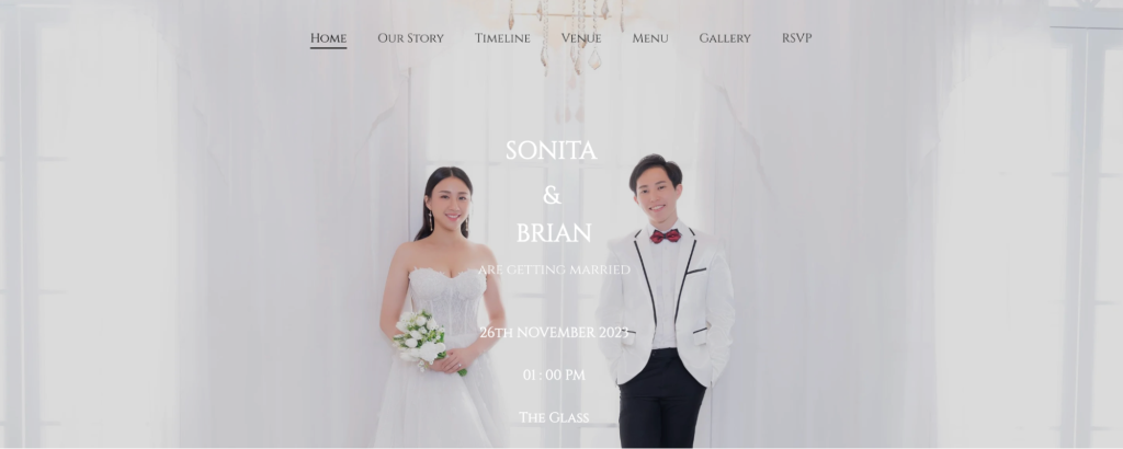 Sonita and Brian wedding website homepage