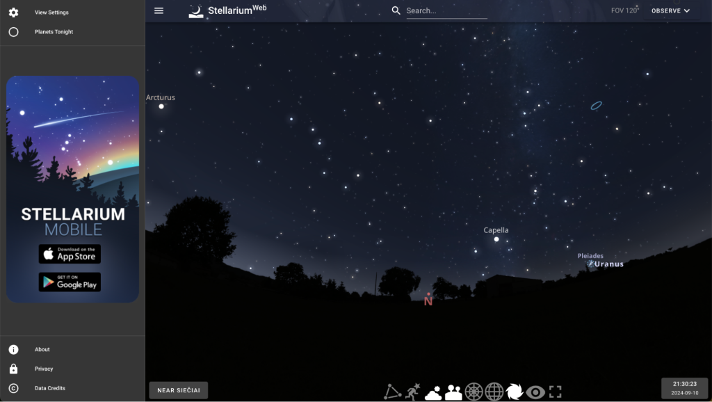 Stellarium web homepage