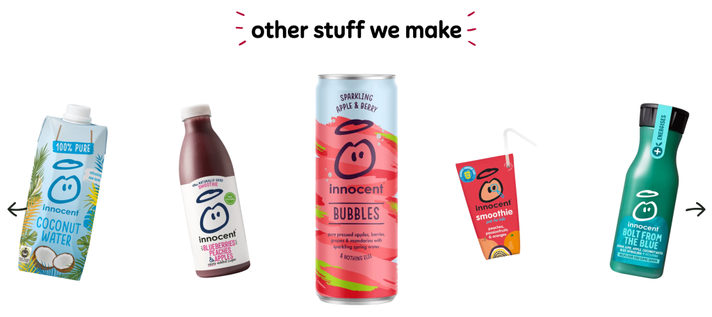 Innocent Drinks smoothies page