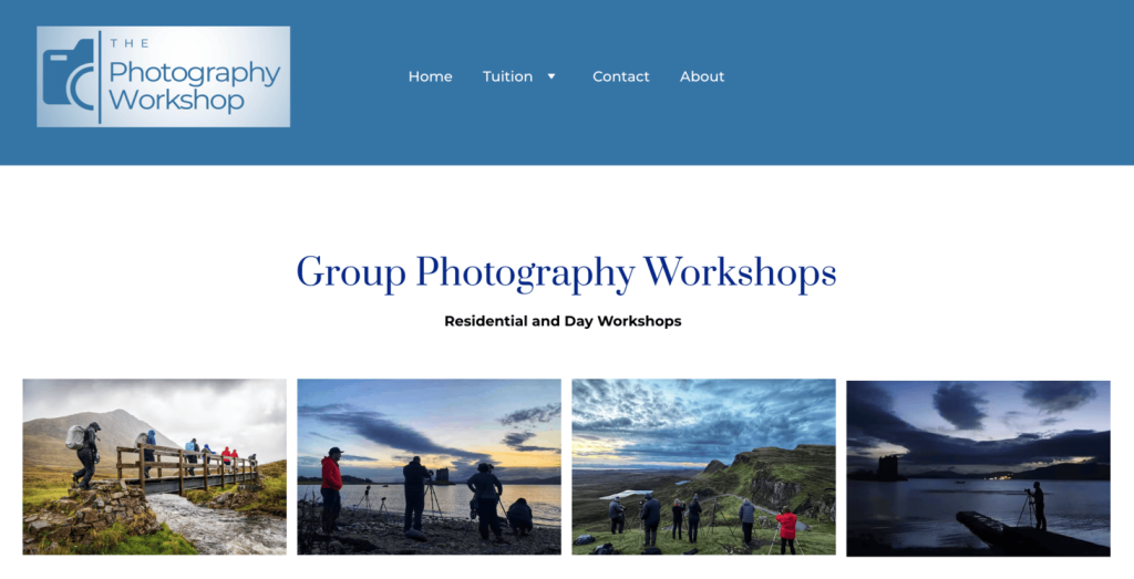 Homepage of The Photography Workshop, events that teach photography