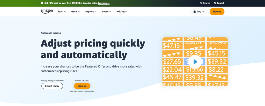 Amazon Automate Pricing homepage