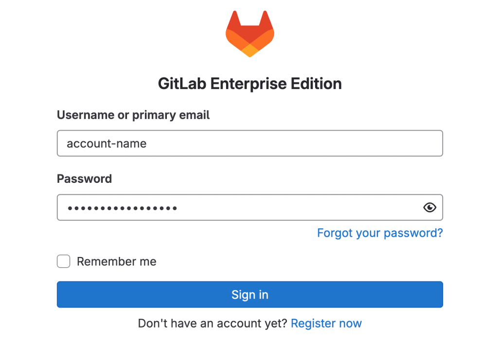 The GitLab login screen