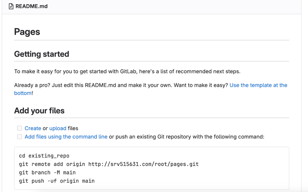 The instruction for adding files in GitLab's README file