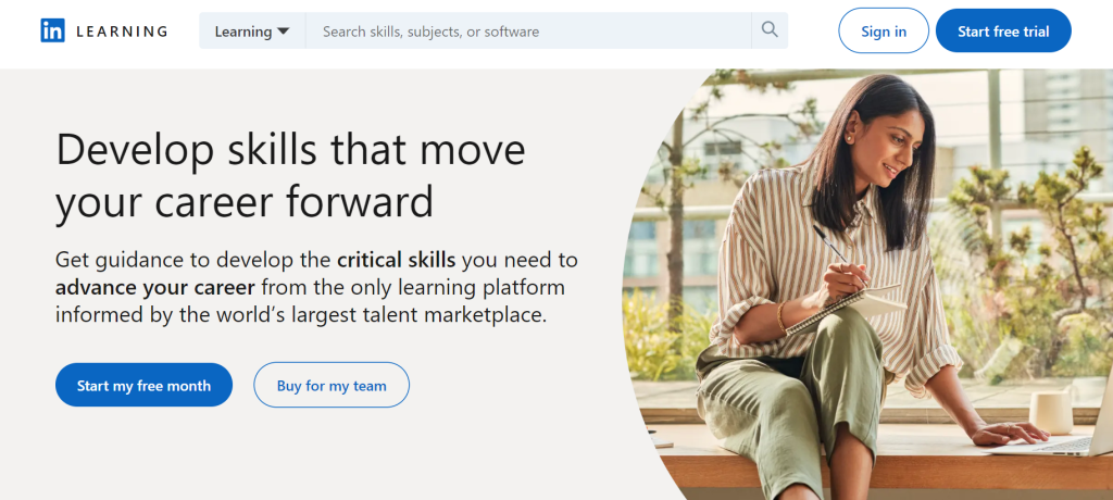 LinkedIn Learning's home page