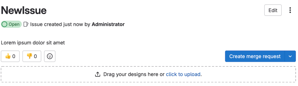 The merge request creation button in a GitLab issue