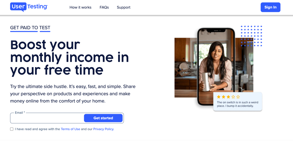 Usertesting get paid to test homepage