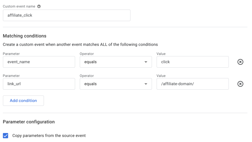 Creating a custom event for affiliate clicks in GA4
