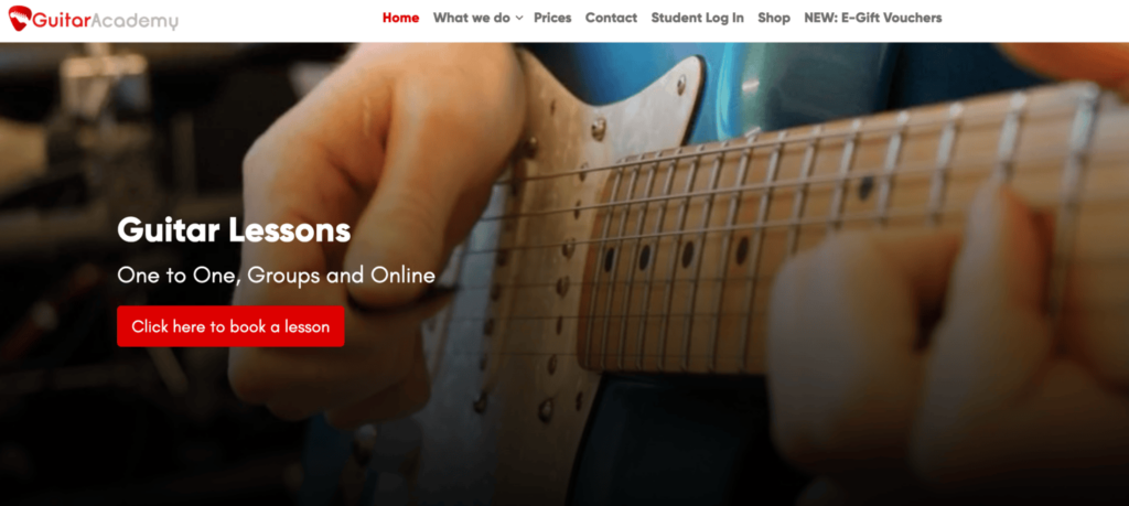 Homepage of Guitar Academy