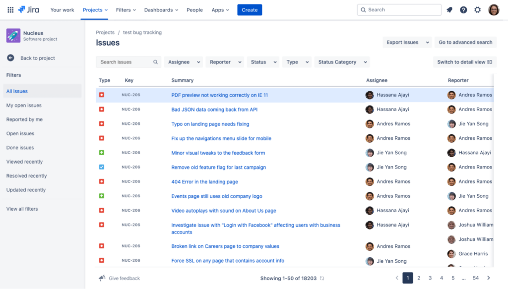 Jira for issue tracking