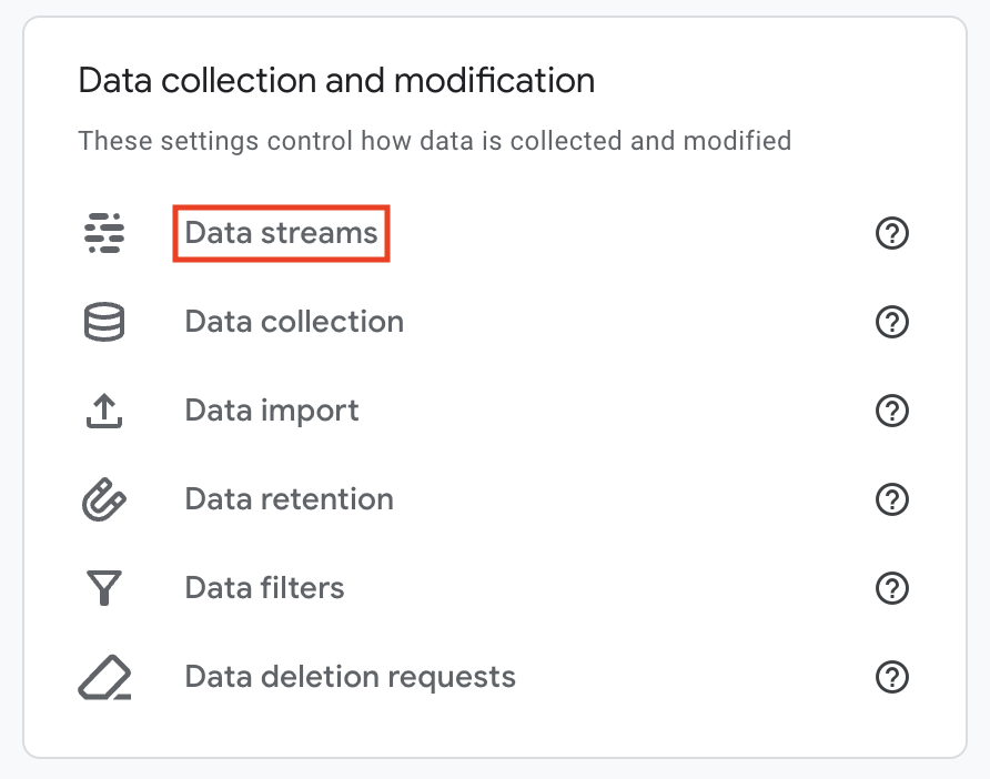 Enabling Enhanced Measurement in GA4 - open Data streams
