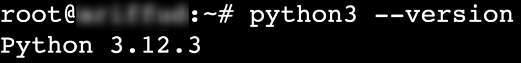 The python3 --version command's output in the terminal