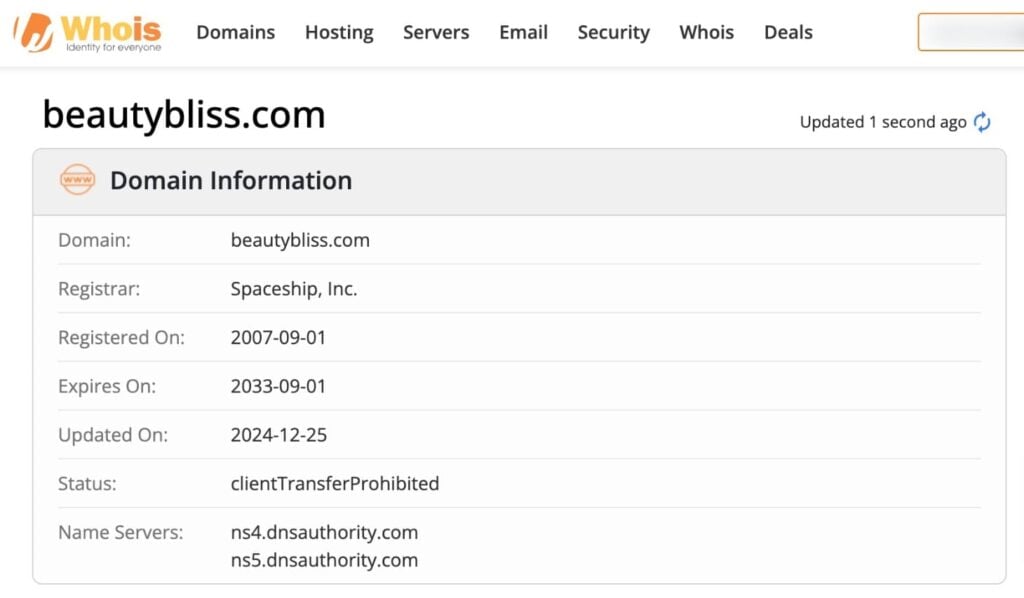 WHOis domain lookup