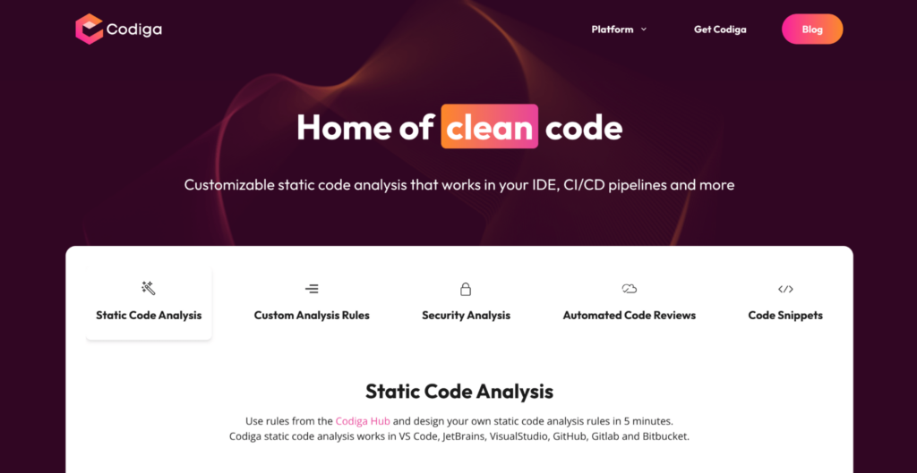 Codiga landing page
