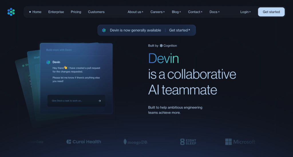 Devin AI landing page
