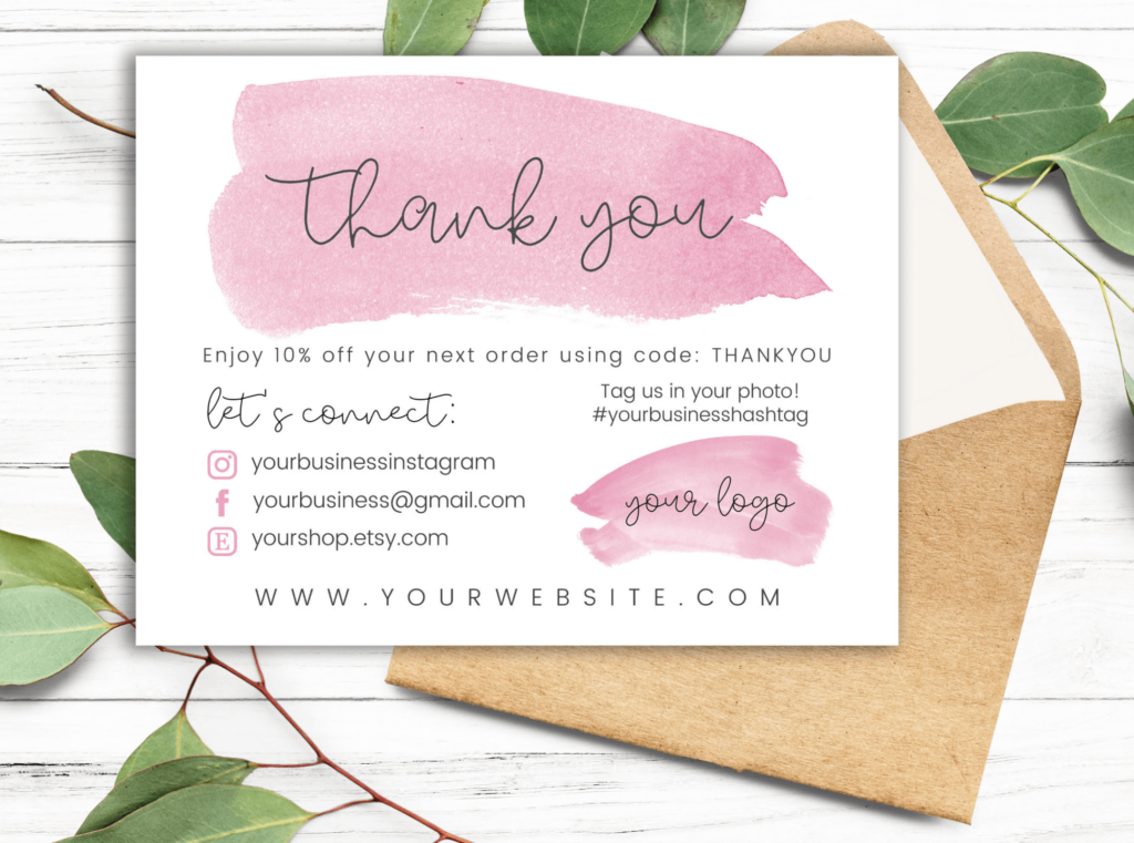 Example of a thank-you card from Etsy
