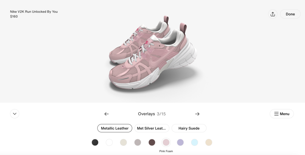 Nike By You shoes customization page