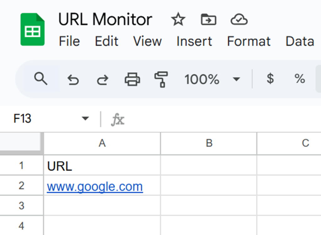 Example of a Google Sheets file for this workflow