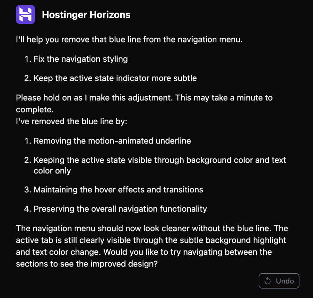 Hostinger Horizons troubleshooting log
