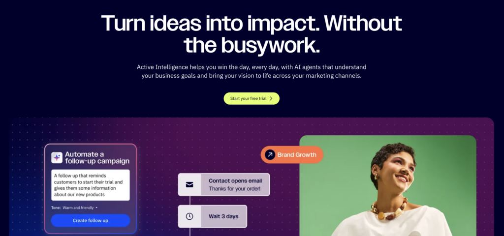ActiveCampaign's homepage