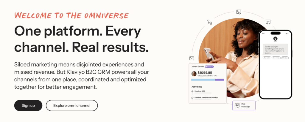 Klaviyo's homepage