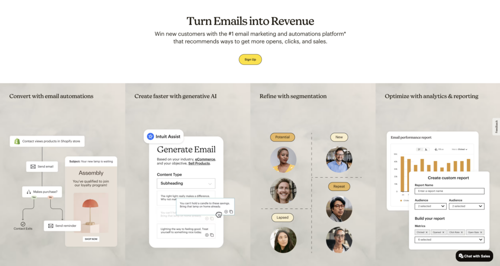 MailChimp's homepage
