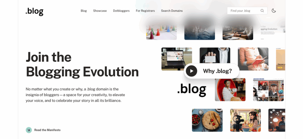 .blog domain extension homepage
