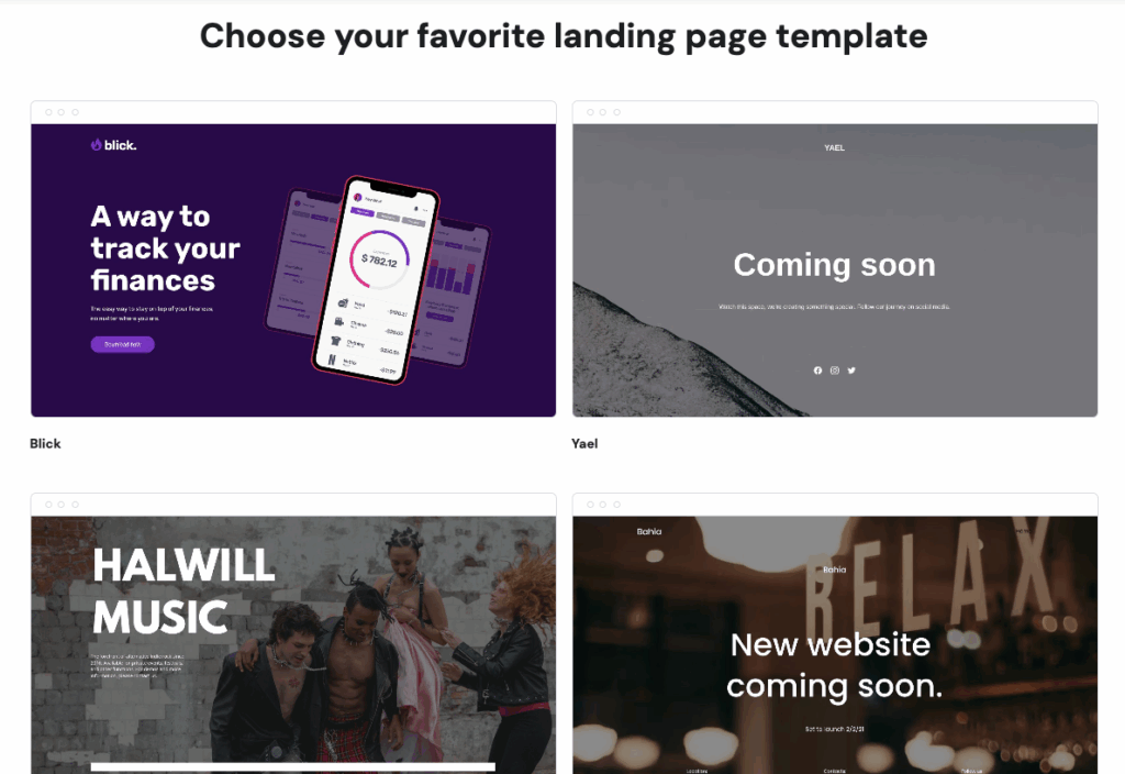 Hostinger landing page templates